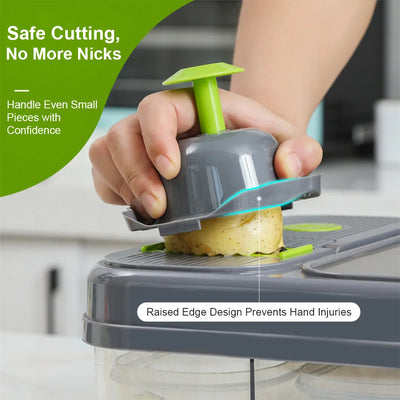 Multifunctional Vegetable Chopper Manual Mandoline Slicer, Dicer, Grater and Shredder for Onions Potatoes, Carrots and Cucumbers, with Container – Kitchen Food Chopping Gadget