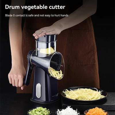 Vegetable Slicer 5 in 1 Multifunctional Rotary Handheld Grater with Stainless Steel Cutter Blade for Cheese Vegetables Fruits and Nuts Durable Kitchen Tool Easy Clean for Home Cooking Salad Prep