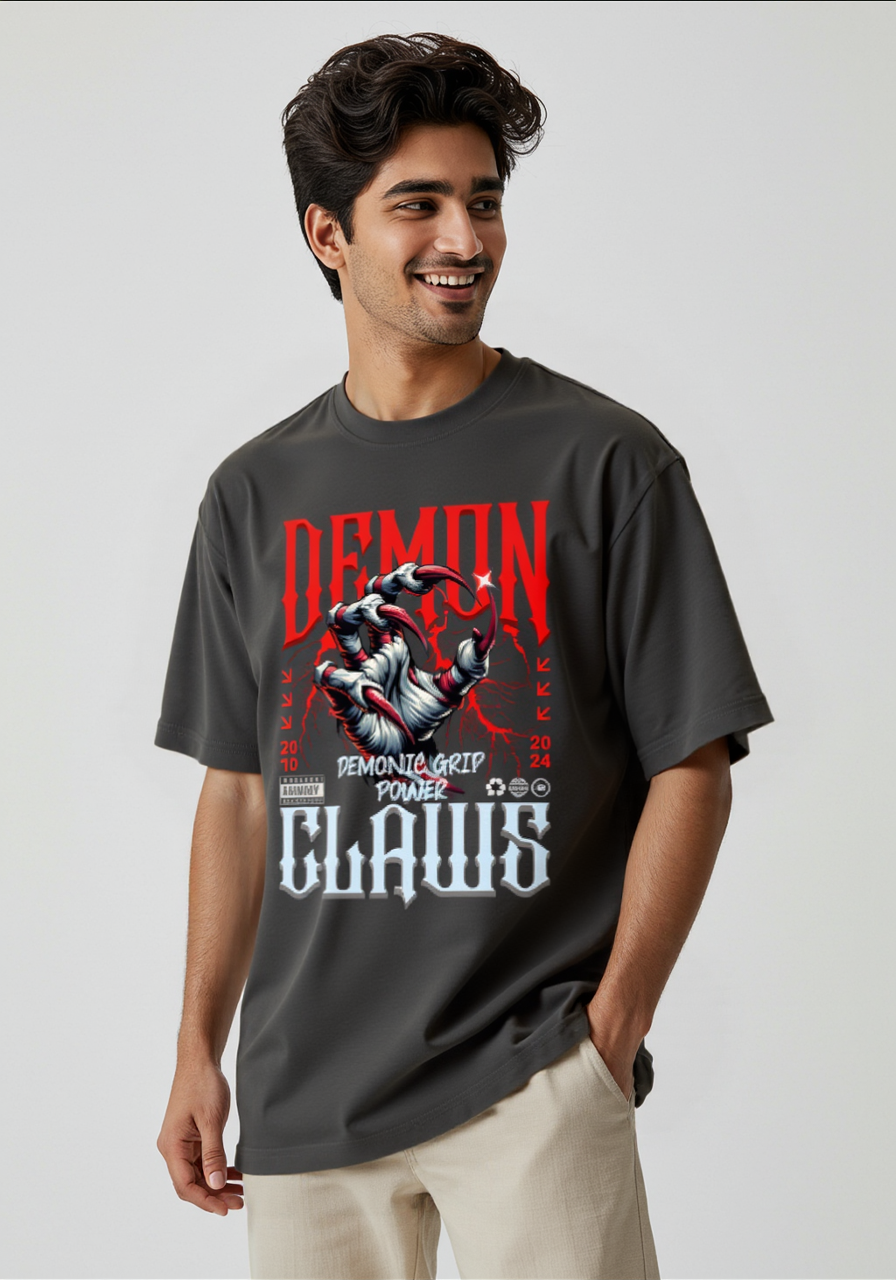 Demon Claws Oversized Streetwear Tee – Demonic Grip Power