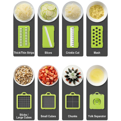 Multifunctional Vegetable Chopper Manual Mandoline Slicer, Dicer, Grater and Shredder for Onions Potatoes, Carrots and Cucumbers, with Container – Kitchen Food Chopping Gadget