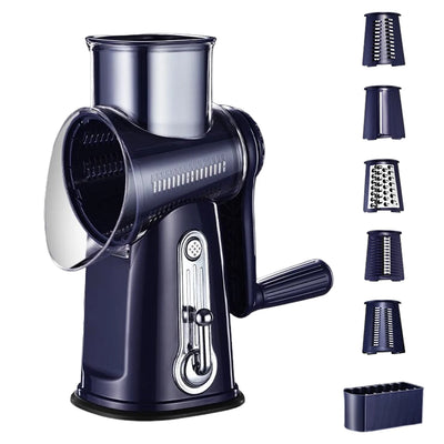 Vegetable Slicer 5 in 1 Multifunctional Rotary Handheld Grater with Stainless Steel Cutter Blade for Cheese Vegetables Fruits and Nuts Durable Kitchen Tool Easy Clean for Home Cooking Salad Prep